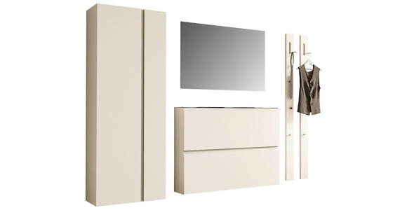 GARDEROBE 5-teilig  in 220/185/33 cm  - Sandfarben, Design, Glas/Holzwerkstoff (220/185/33cm) - Moderano