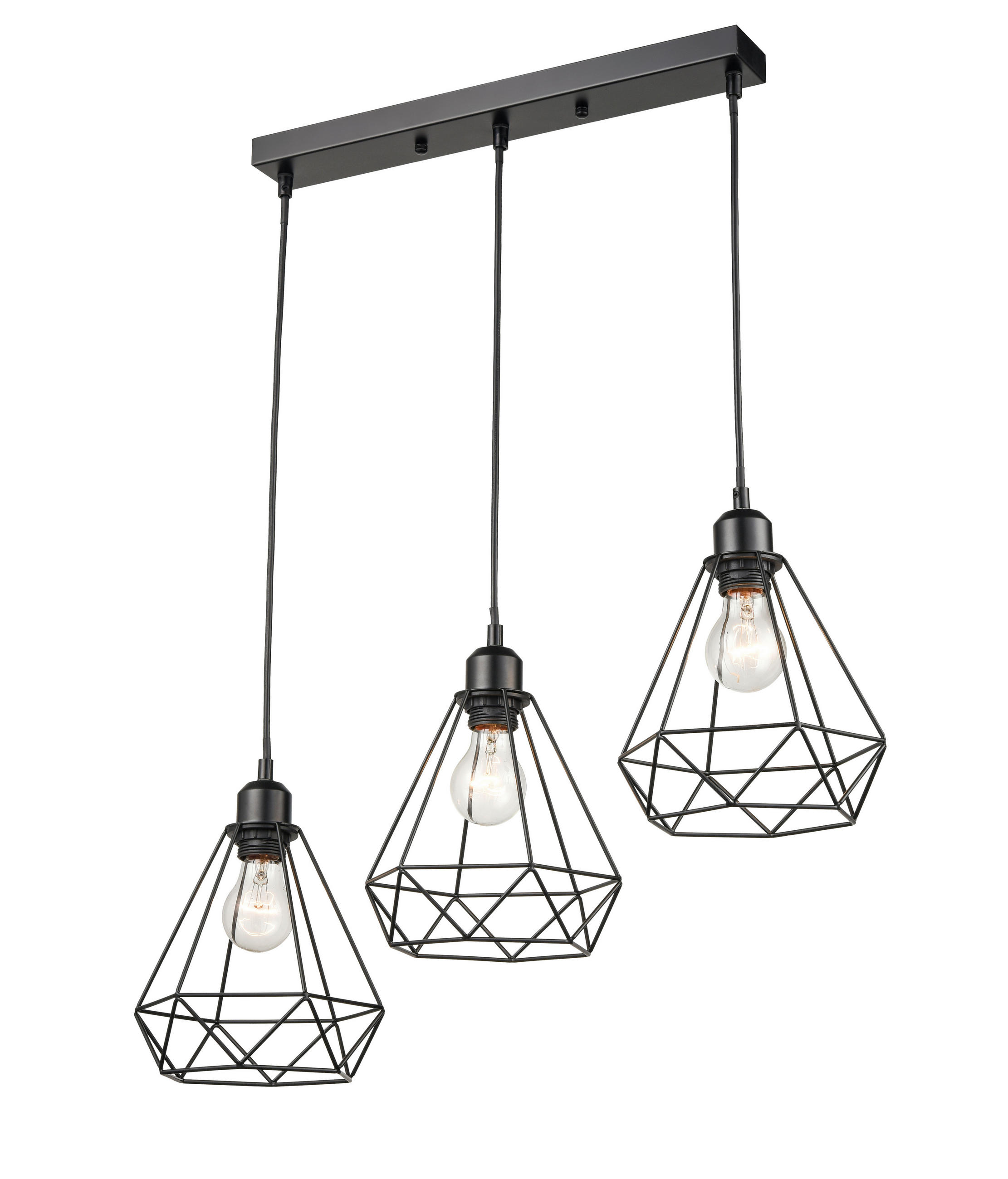 Hängeleuchte Anastasia H: 120 cm 3-Flammig, Schwarz