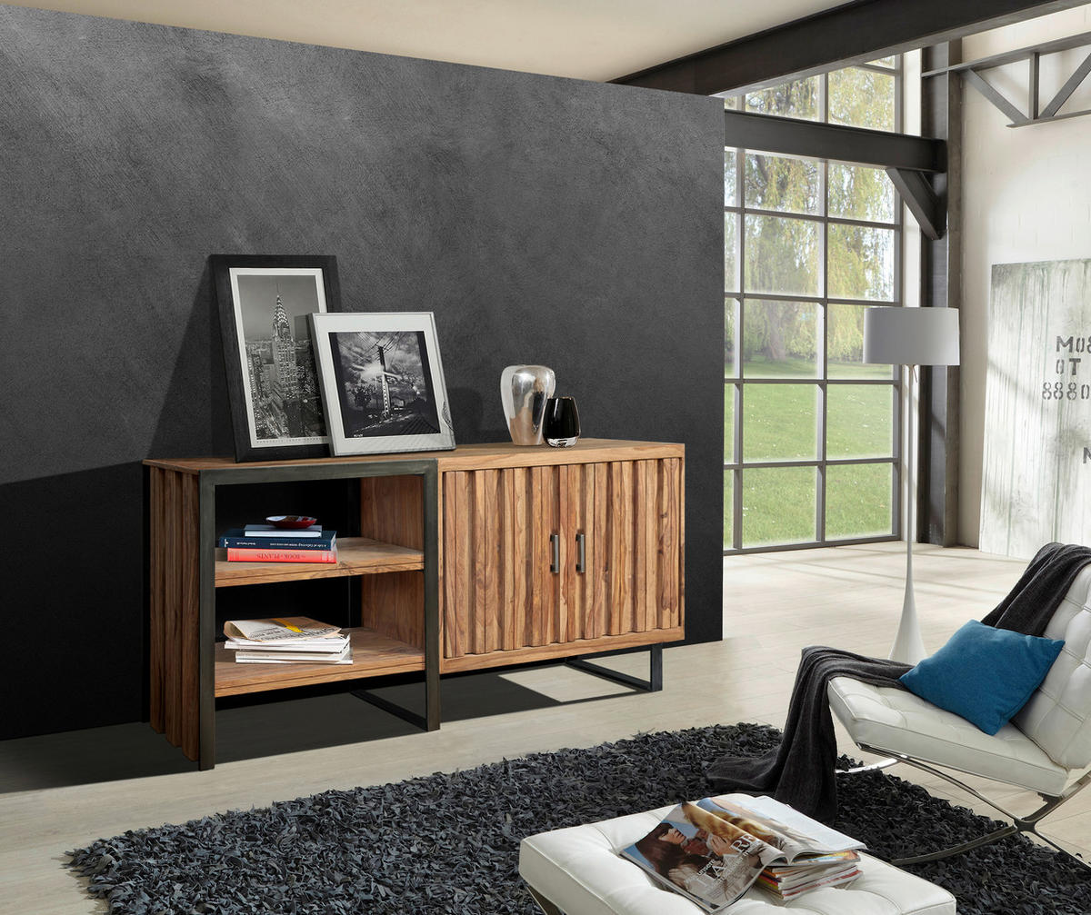 COMODĂ 156/75/40 cm  - culoare lemn sheesham/culoare natur, Modern, metal/lemn (156/75/40cm) - MID.YOU