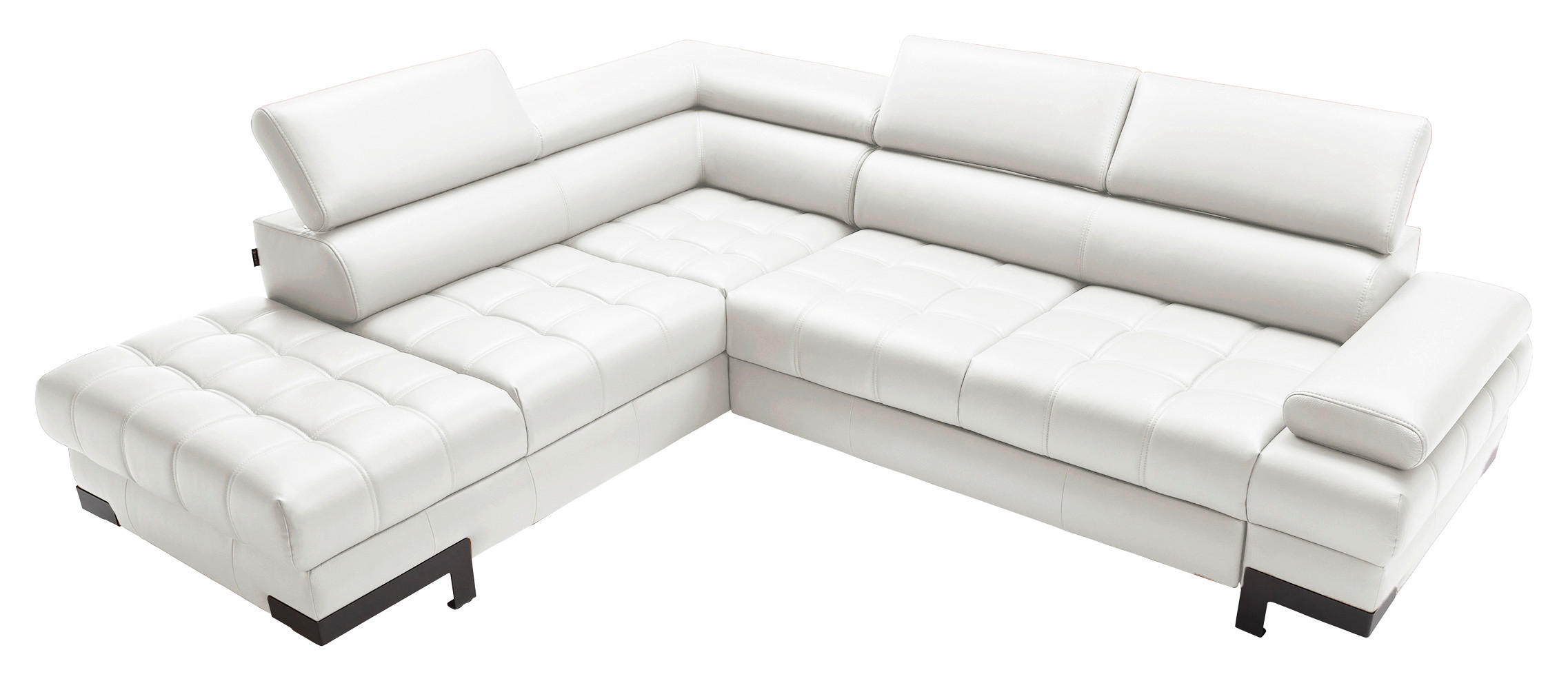 ECKSOFA in Echtleder Weiss  - Weiss/Schwarz, Modern, Leder/Metall (223/263cm) - Welnova