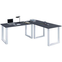 ECKSCHREIBTISCH 190/130/76 cm  in Anthrazit, Silberfarben  - Anthrazit/Silberfarben, Design, Holzwerkstoff/Metall (190/130/76cm) - MID.YOU