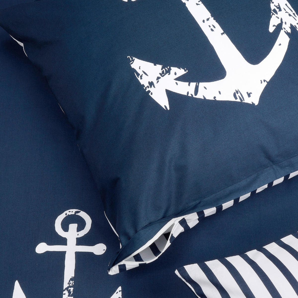 BETTWÄSCHE MARINA Renforcé 155/220 cm  - Dunkelblau, Basics, Textil (155/220cm)