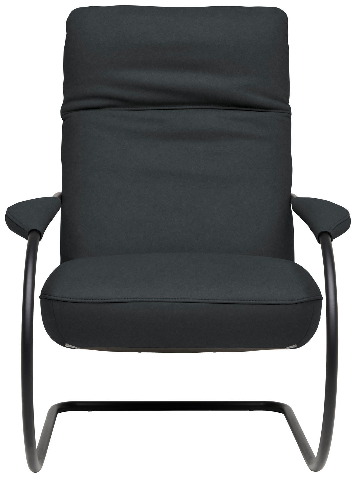 SESSEL in Echtleder Grau  - Schwarz/Grau, Design, Leder/Metall (80/104/99cm) - Koinor