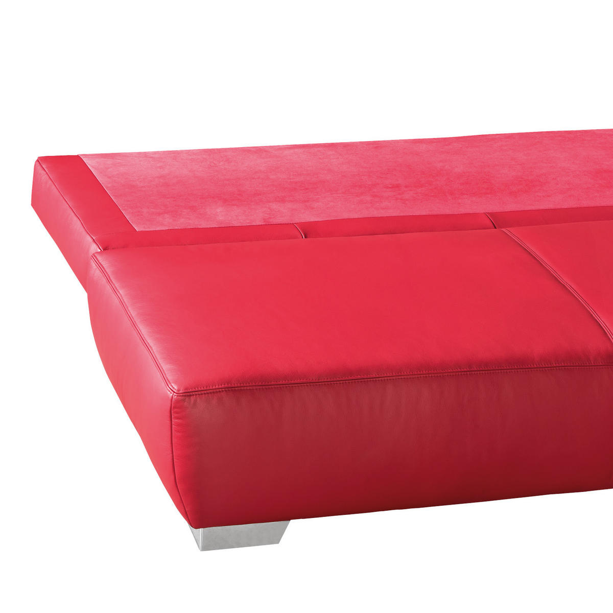 SCHLAFSOFA Rot Echtleder  - Chromfarben/Rot, KONVENTIONELL, Leder/Metall (195/85/90cm) - Livetastic