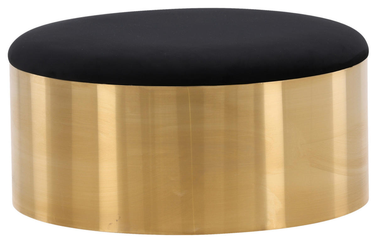 HOCKER Samt Schwarz, Goldfarben  - Goldfarben/Schwarz, Design, Textil/Metall (45/46/45cm) - Livetastic