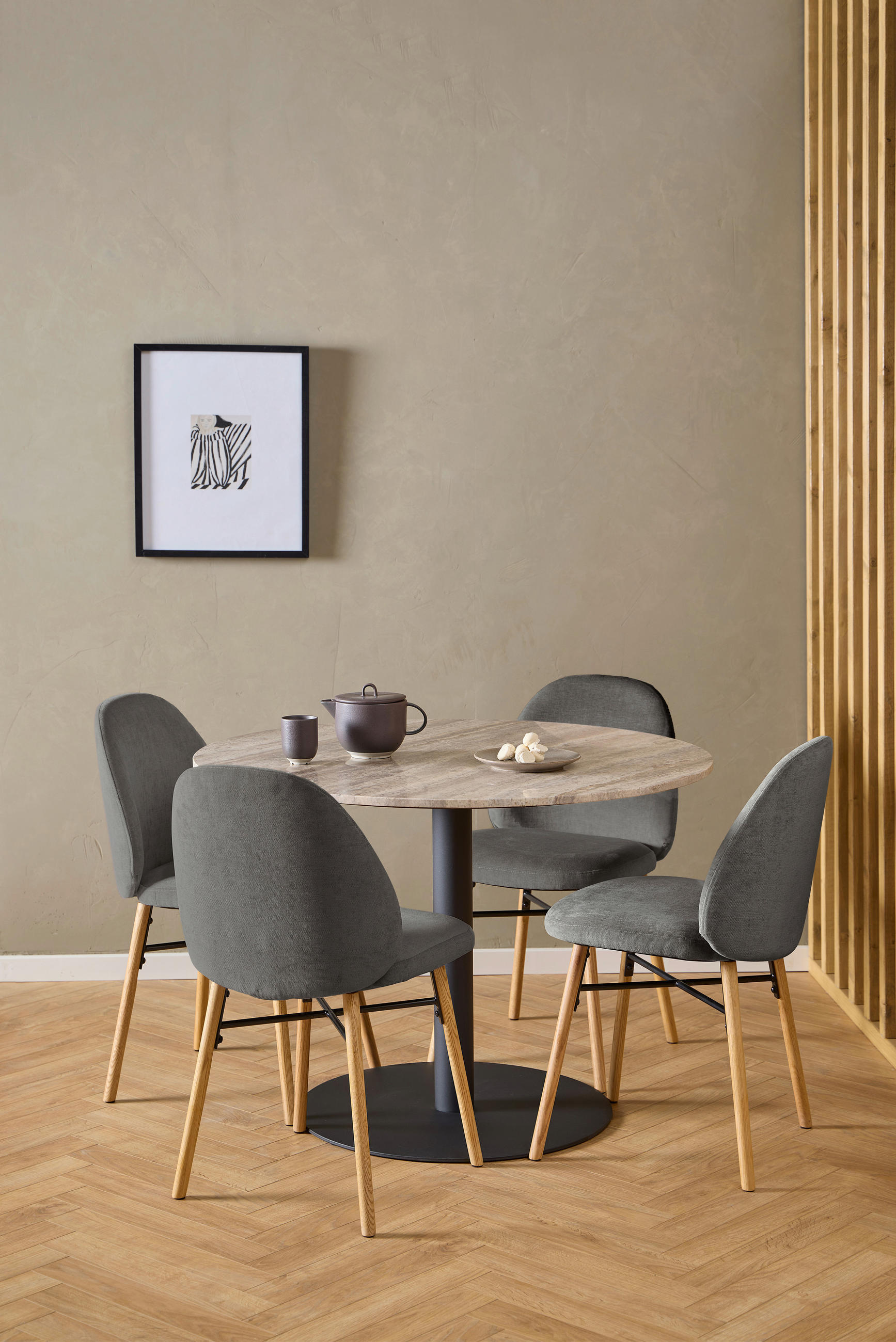 VIERFUßSTUHL - Grau, Design, Holz/Textil (54/82,5/56cm) - MID.YOU