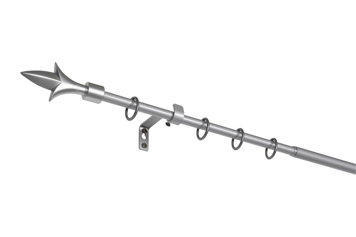 VORHANGSTANGENSET  130 cm  - Grau Hochglanz, Basics, Metall (130cm)