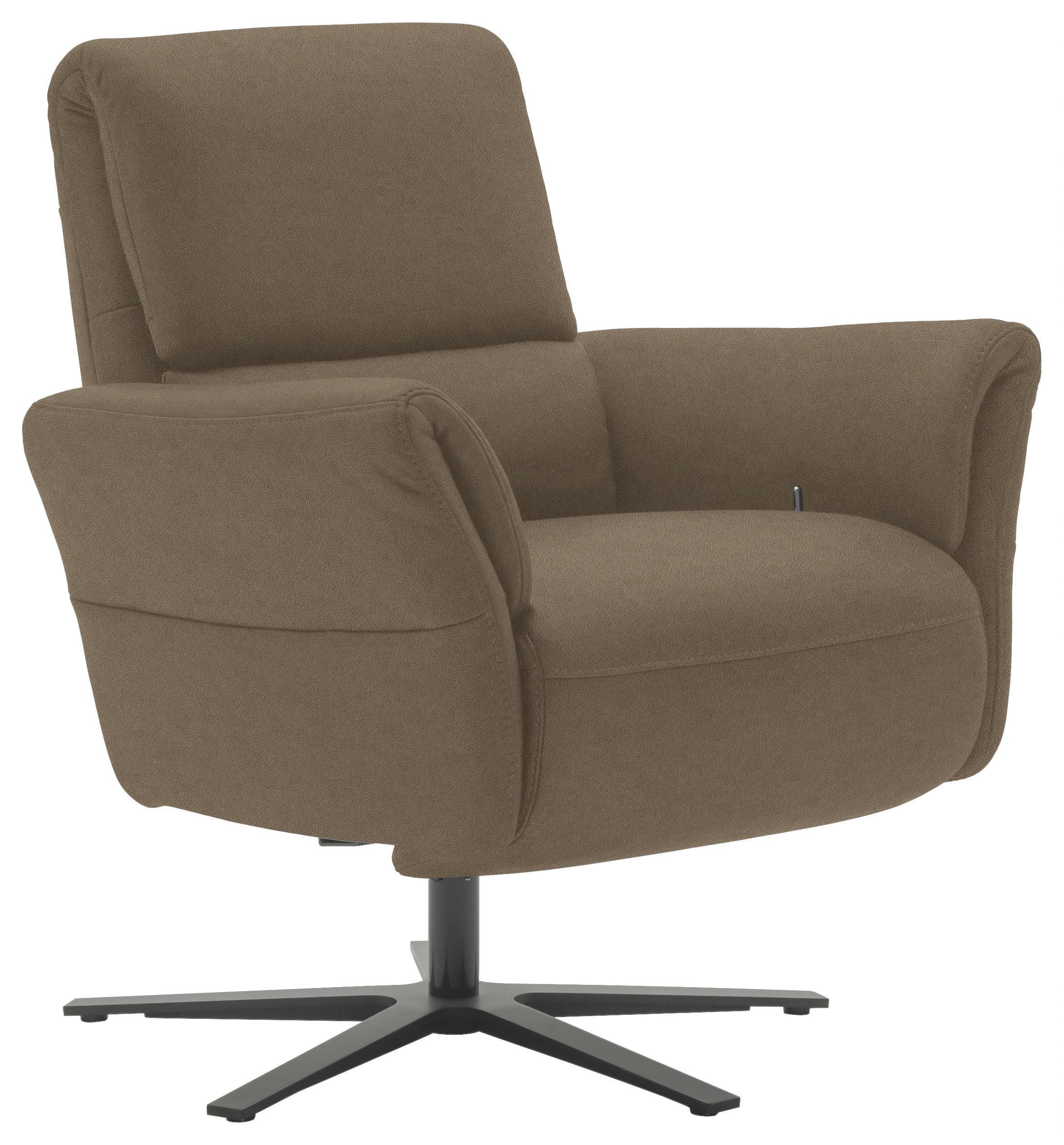 RELAXSESSEL Echtleder Relaxfunktion, Kopfteilverstellung, Nackenkissen    - Hellbraun/Schwarz, Design, Leder/Metall (81/118/82cm) - Schöner Wohnen