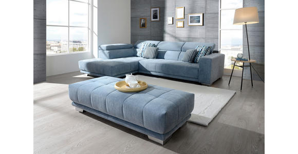 ECKSOFA  in Mikrofaser Hellblau  207/301 cm  - Chromfarben/Hellblau, Design, Textil/Metall (207/301cm) - Xora