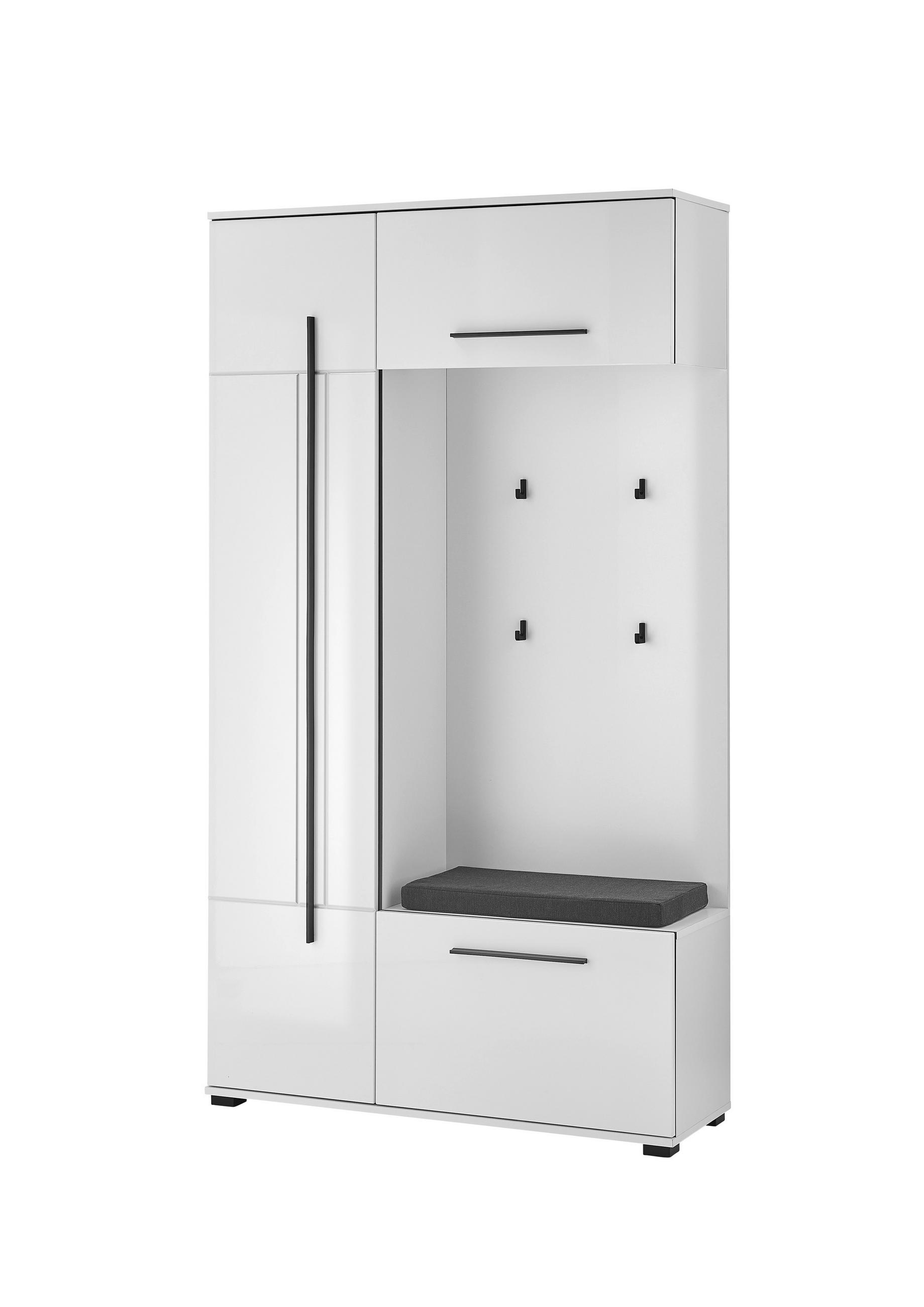 GARDEROBE 2-teilig  in 111/201/39 cm  - Weiß Hochglanz/Weiß, MODERN, Holzwerkstoff (111/201/39cm) - MID.YOU