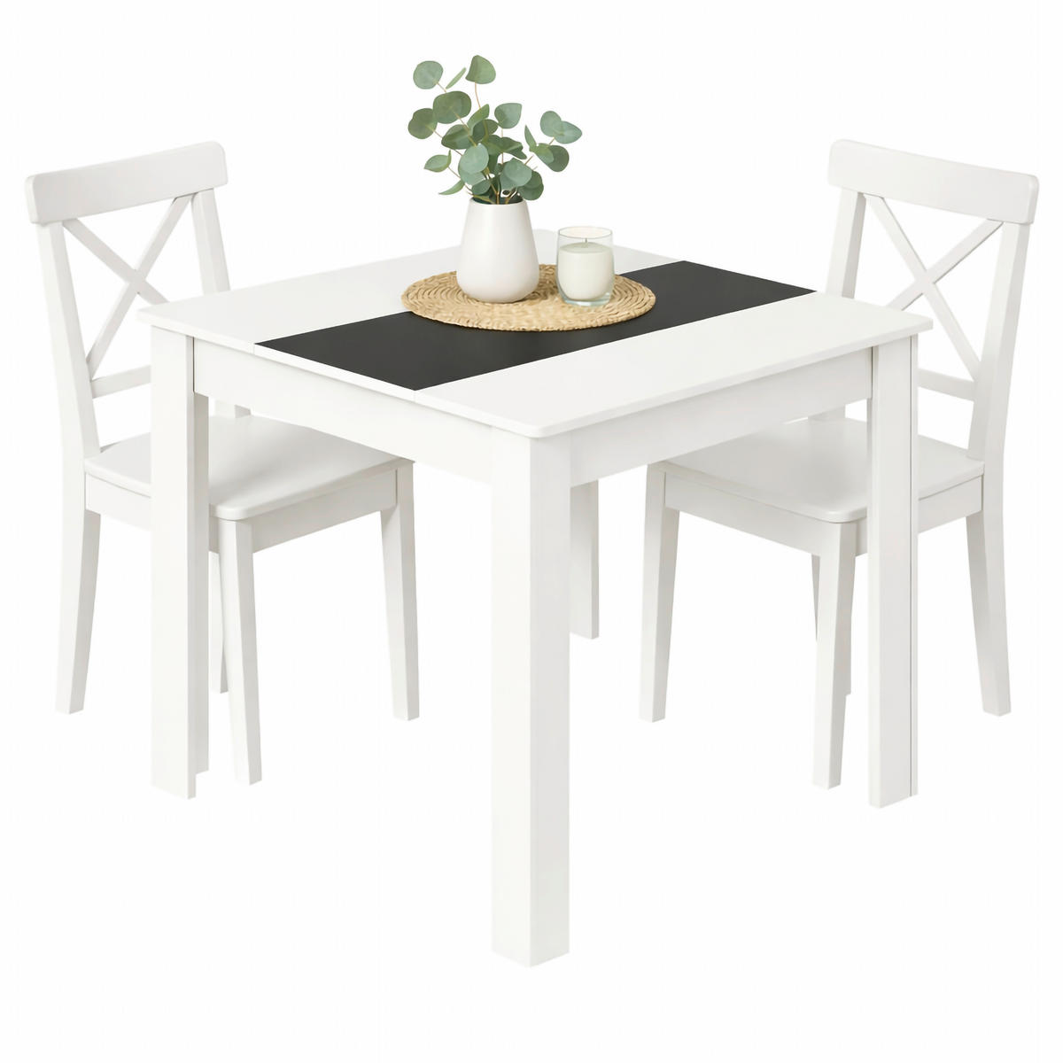ESSTISCH 80/80/75 cm Nachbildung  Holzwerkstoff quadratisch Anthrazit, Weiß  - Anthrazit/Weiß, MODERN, Holzwerkstoff (80/80/75cm) - MID.YOU