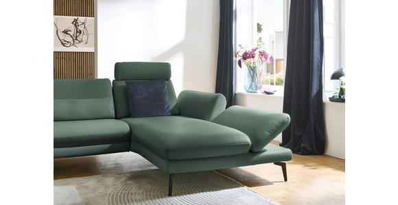 ECKSOFA in Echtleder Opal  308/195 cm  - Opal/Schwarz, Design, Leder/Metall (308/195cm) - Dieter Knoll