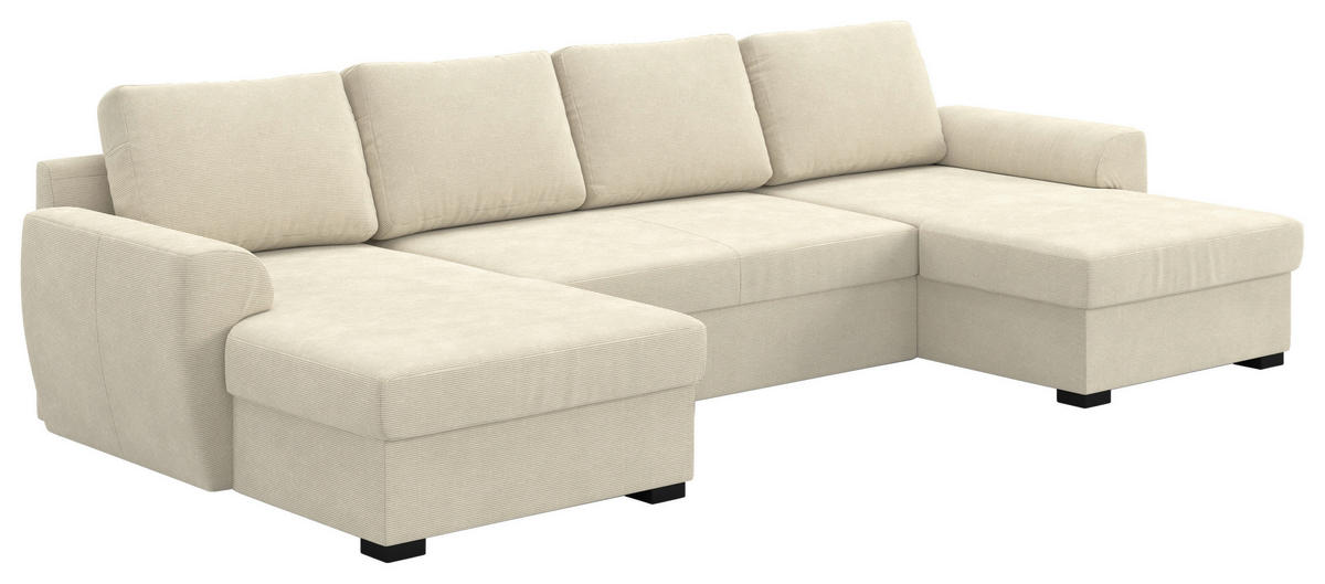 SJEDEĆA GARNITURA tekstil  bež   - bež/crna, Trend, tekstil/plastika (154/327/86cm) - MID.YOU