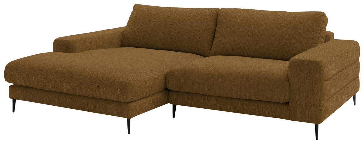 ECKSOFA in Flachgewebe Goldfarben  - Goldfarben/Schwarz, Design, Textil/Metall (177/253cm) - Dieter Knoll