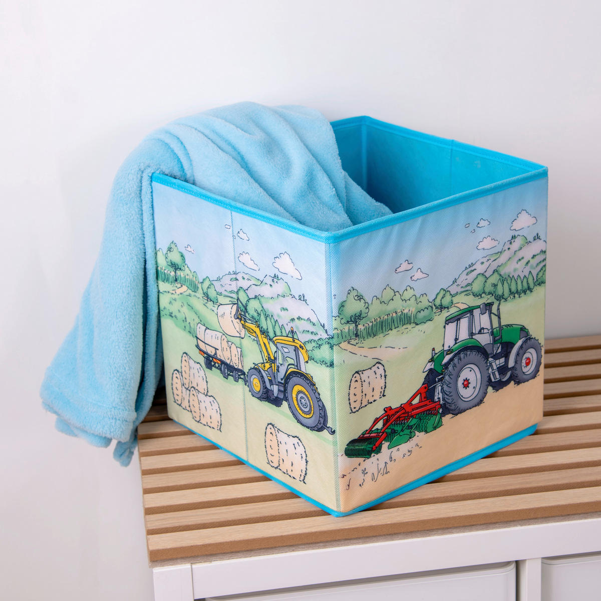 AUFBEWAHRUNGSBOX Traktor  - Multicolor/Hellgrün, Basics, Textil (30/30/30cm) - Herding