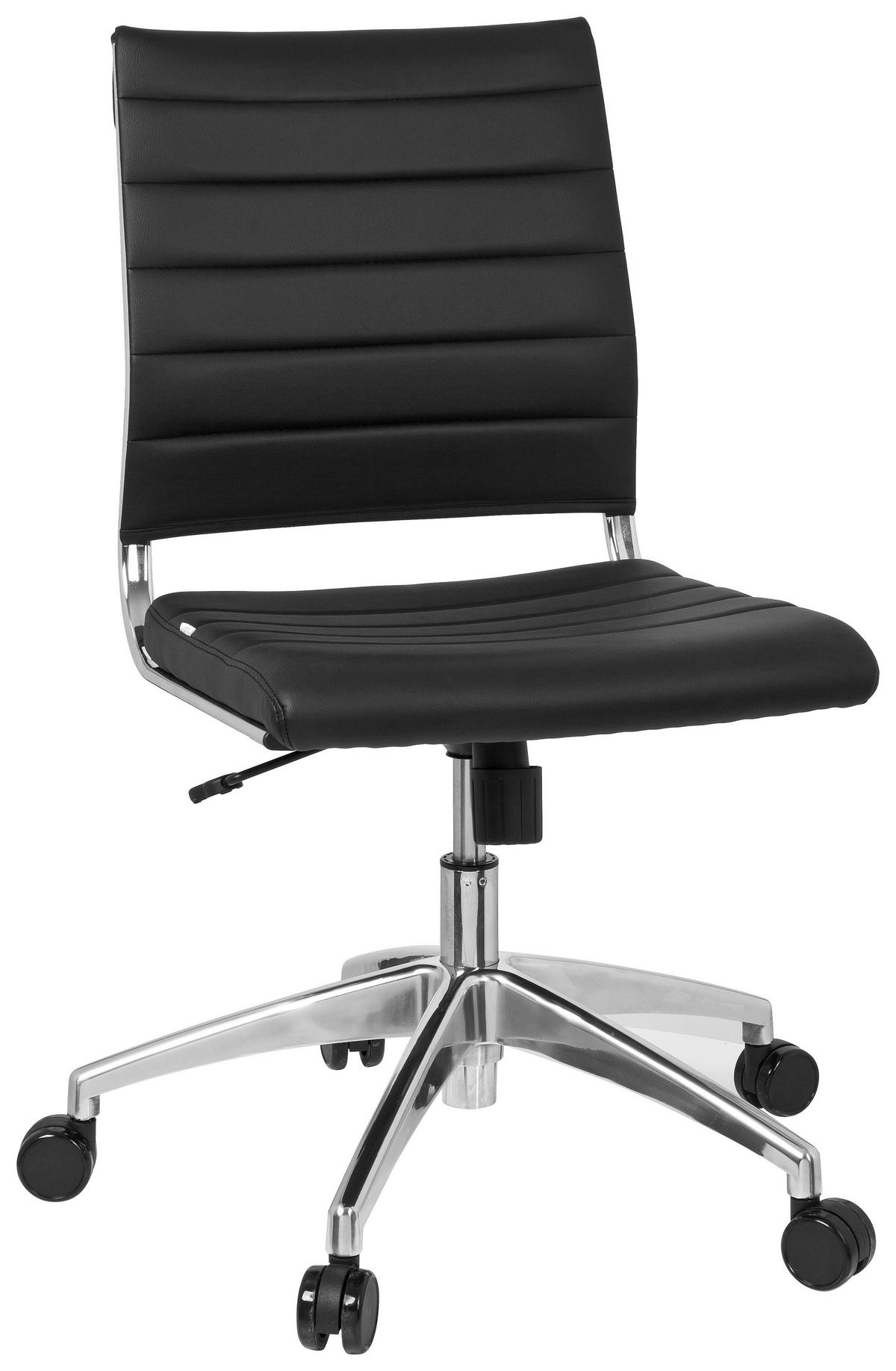 DREHSTUHL  in Lederlook Schwarz, Chromfarben  - Chromfarben/Schwarz, MODERN, Kunststoff/Textil (58/107/47cm) - MID.YOU