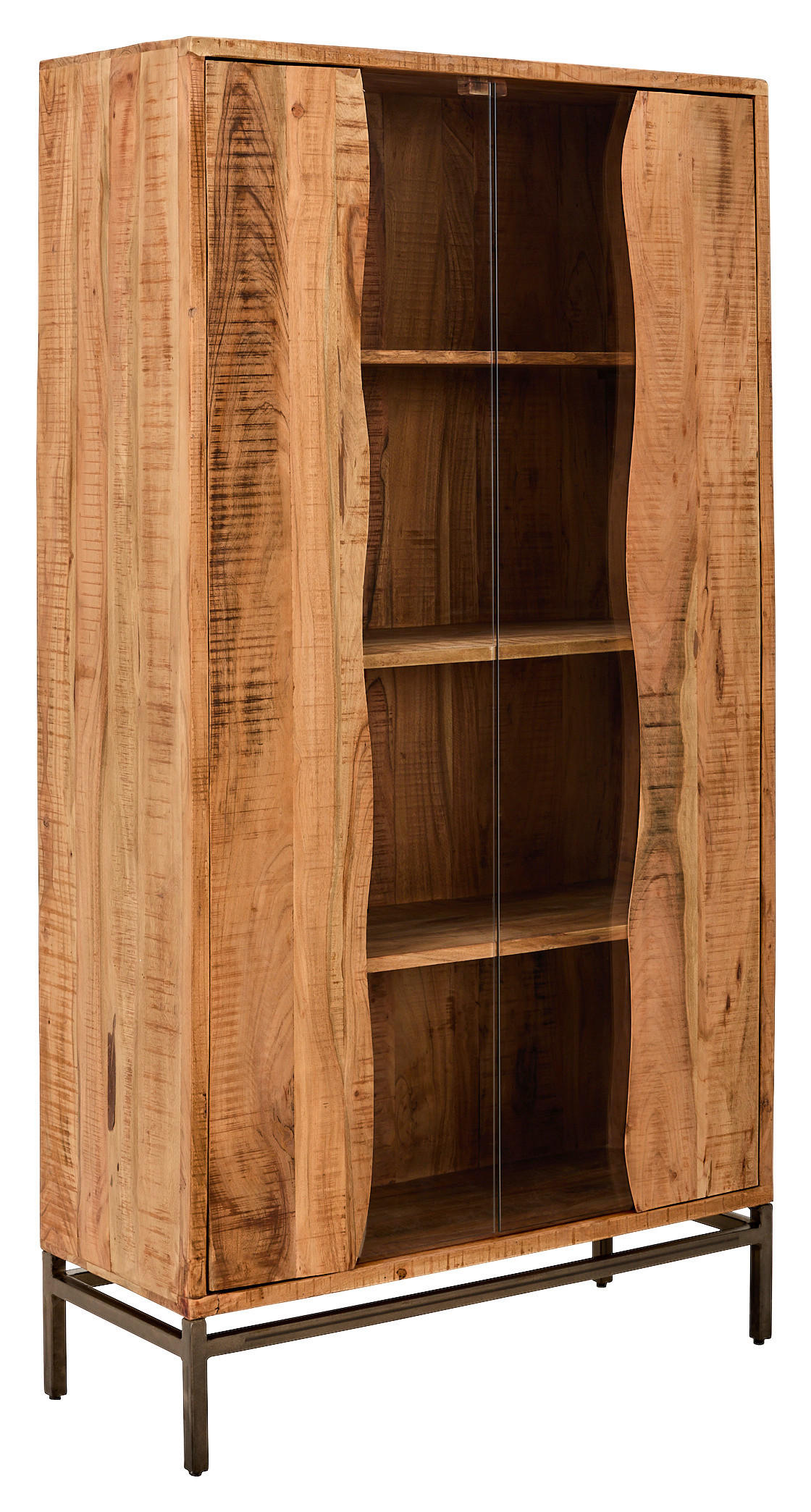 VITRINE in massiv Akazie Akaziefarben  - Anthrazit/Akaziefarben, KONVENTIONELL, Glas/Holz (100/185/40cm) - Livetastic
