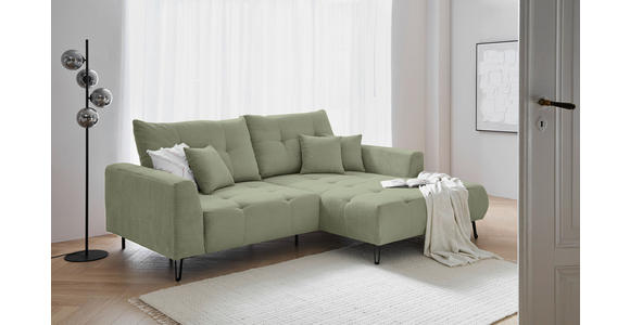 ECKSOFA in Cord Olivgrün  - Schwarz/Olivgrün, KONVENTIONELL, Textil/Metall (250/185cm) - Carryhome