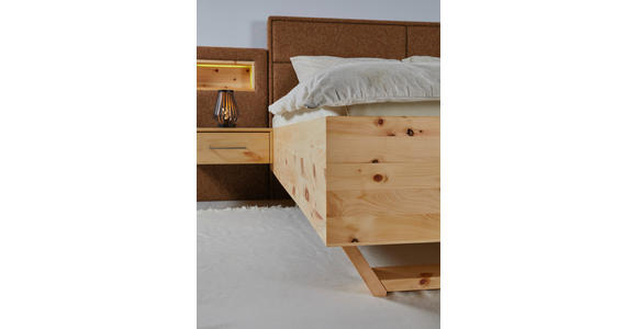 BETT 180/200 cm in Orange, Zirbelkieferfarben - Zirbelkieferfarben/Orange, Natur, Holz/Textil (180/200cm) - Valnatura