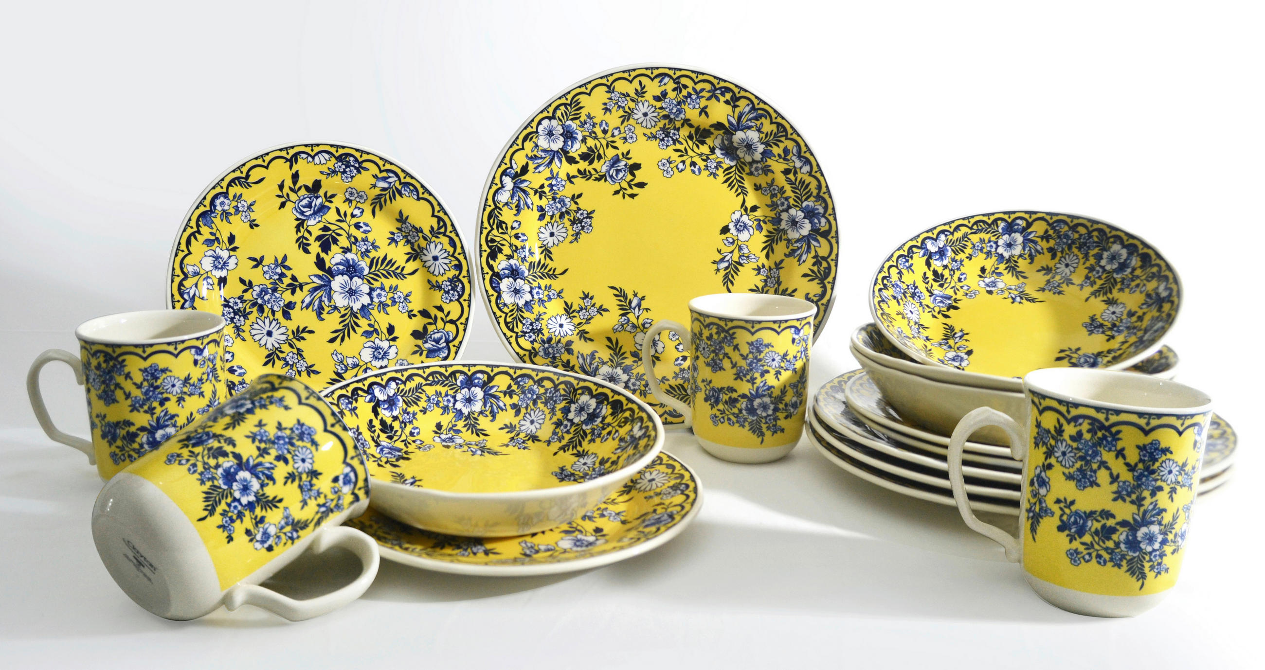 KOMBINOVANÝ SERVIS, 16-dielne, pórovina - žltá, Basics, keramika - Creatable