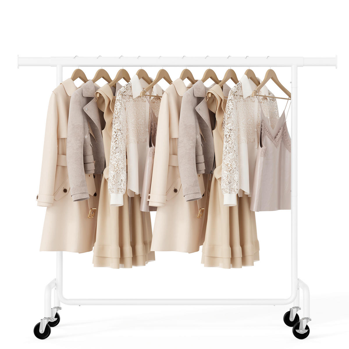 KLEIDERWAGEN in Weiß 150/160/45 cm   - Weiß, Trend, Kunststoff/Metall (150/160/45cm) - Boxxx