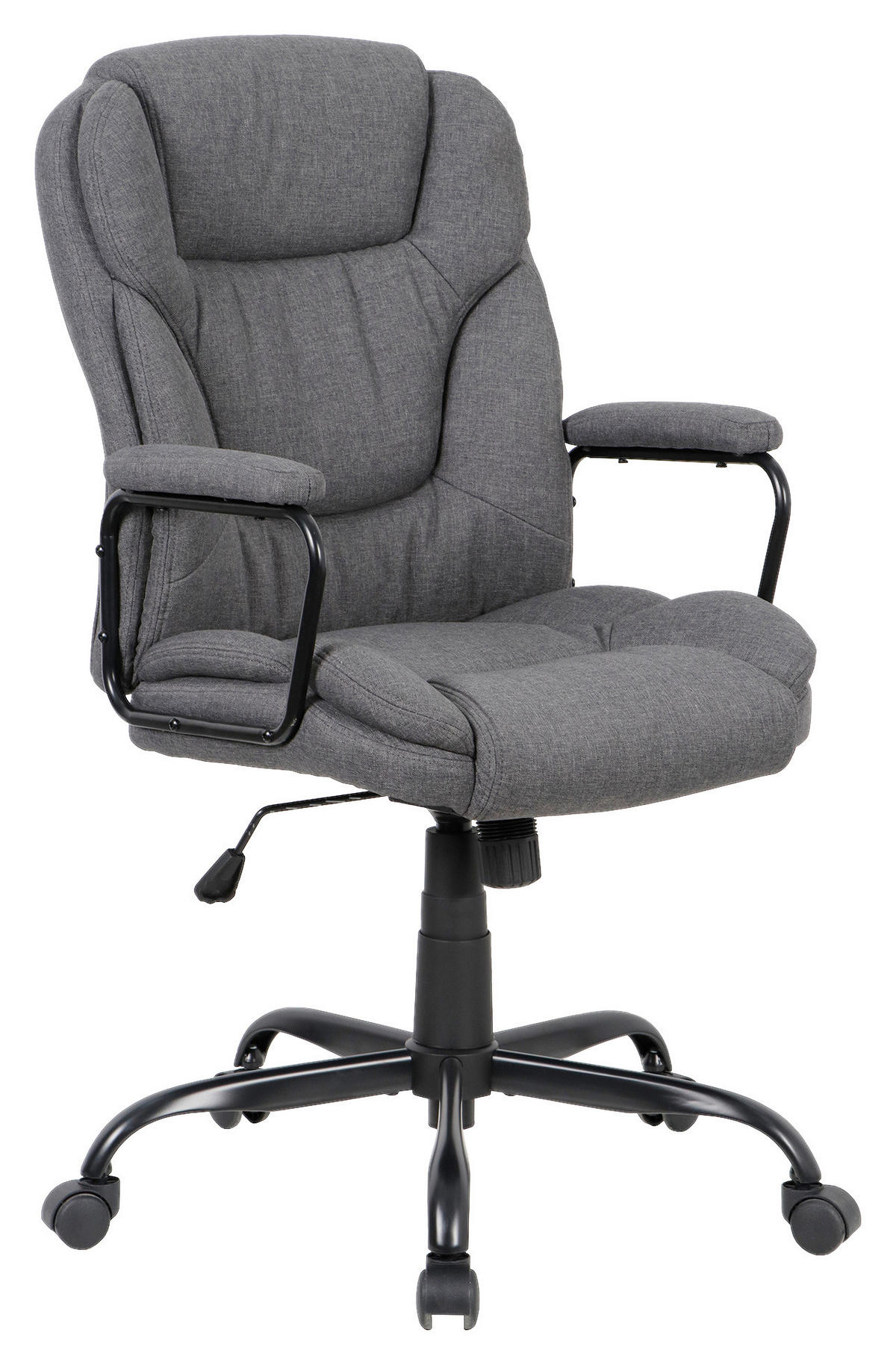 CHEFSESSEL Webstoff Grau, Schwarz Hochglanz  - Schwarz Hochglanz/Schwarz, MODERN, Textil/Metall (57/109/67cm) - MID.YOU