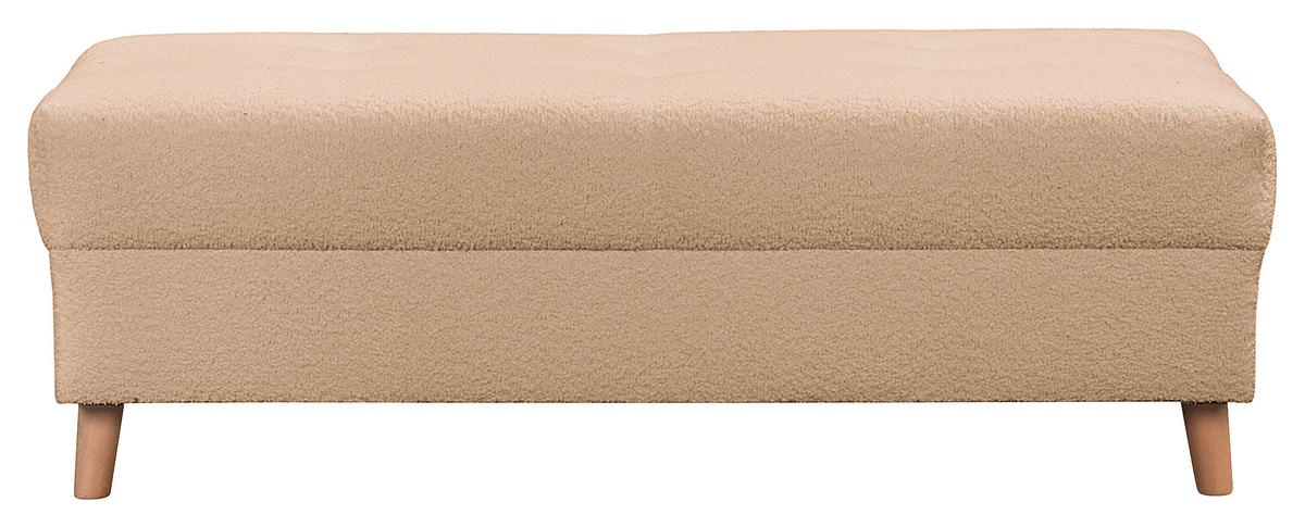 ECKSOFA inkl. Hocker Ariella Beige Bouclé  - Beige/Naturfarben, Design, Holz/Textil (161/231cm) - Livetastic