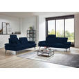 3-SITZER-SOFA in Velours Dunkelblau  - Beige/Schwarz, Design, Textil/Metall (222/89/104cm) - Dieter Knoll