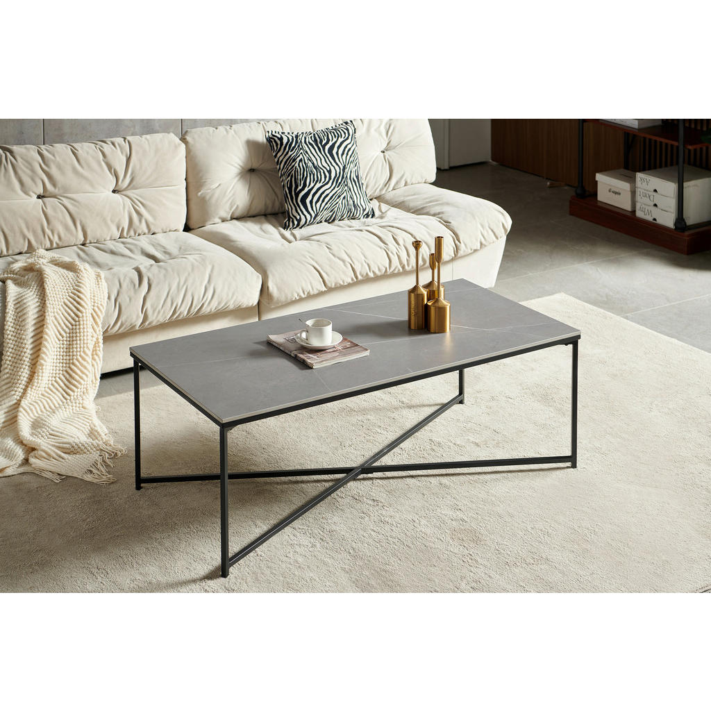 Thumbnail - Livetastic Couchtisch, Grau, Schwarz, Metall, Keramik, rechteckig, eckig, 60x42x120 cm, Wohnzimmer, Wohnzimmertische, Co...