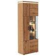 VITRINE  in furniert, massiv Balkeneiche Grau, Eichefarben - Eichefarben/Anthrazit, Natur, Glas/Holz (75/204/37cm) - Linea Natura