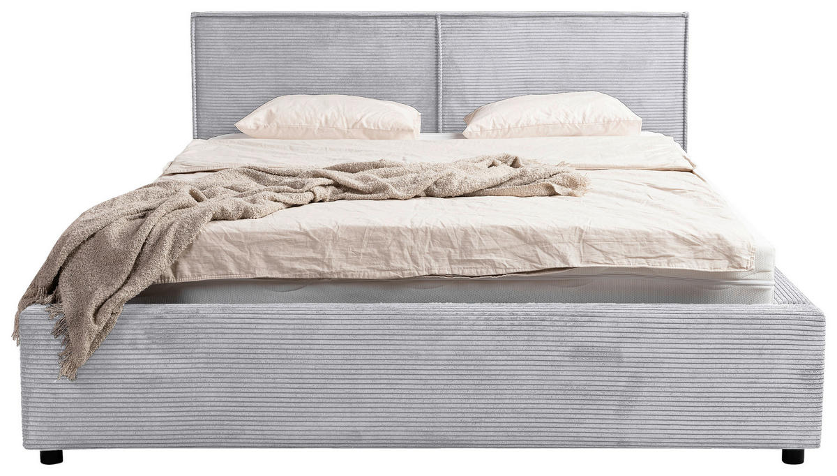 ČALOUNĚNÁ POSTEL, 180/200 cm, světle šedá - černá/světle šedá, Moderní, kov/dřevo (180/200cm) - MID.YOU