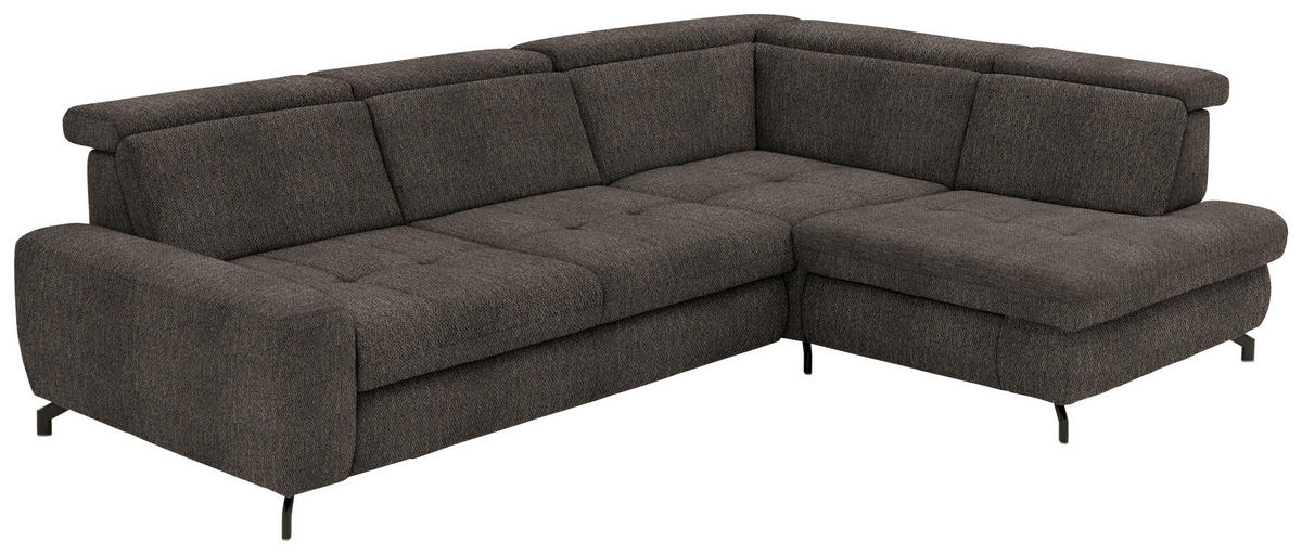 ECKSOFA in Chenille Fango  - Fango/Schwarz, Design, Textil/Metall (310/220cm) - Beldomo Style
