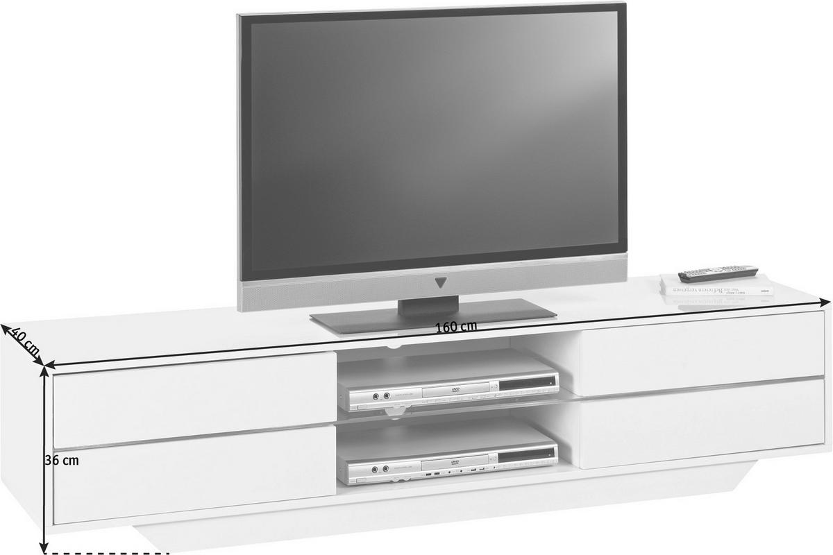 TV-ELEMENT  in 160/36/40 cm  - Weiß Hochglanz, Design, Glas/Holzwerkstoff (160/36/40cm)
