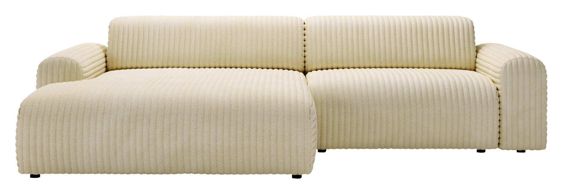 ECKSOFA in Cord Beige  - Beige/Schwarz, Design, Kunststoff/Textil (178/292cm) - Livetastic