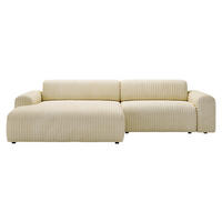 ECKSOFA Beige Cord  - Beige/Schwarz, Design, Kunststoff/Textil (178/292cm) - home24