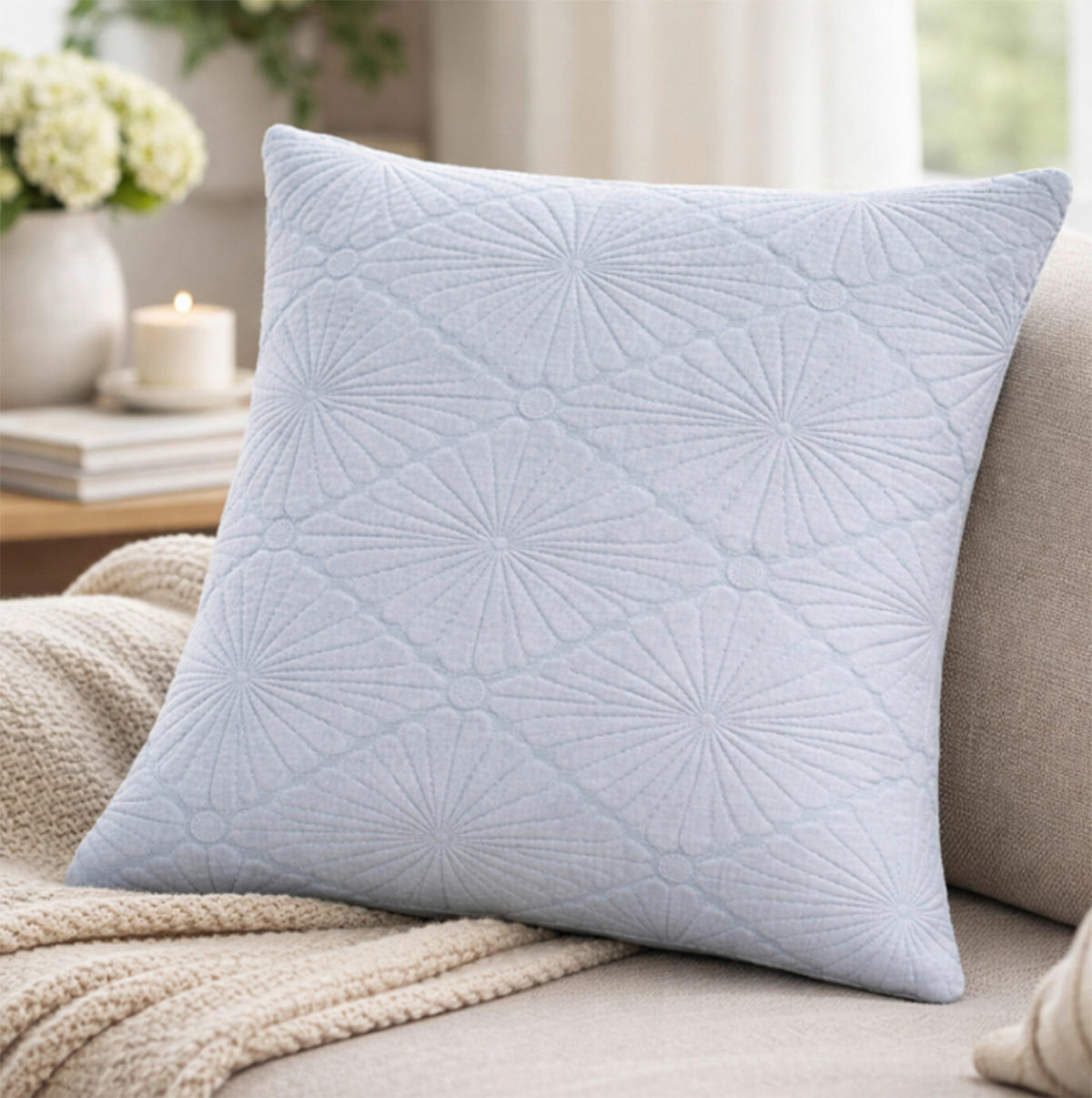 ZIERKISSEN  45/45 cm   - Taubenblau, Basics, Textil (45/45cm) - Novel