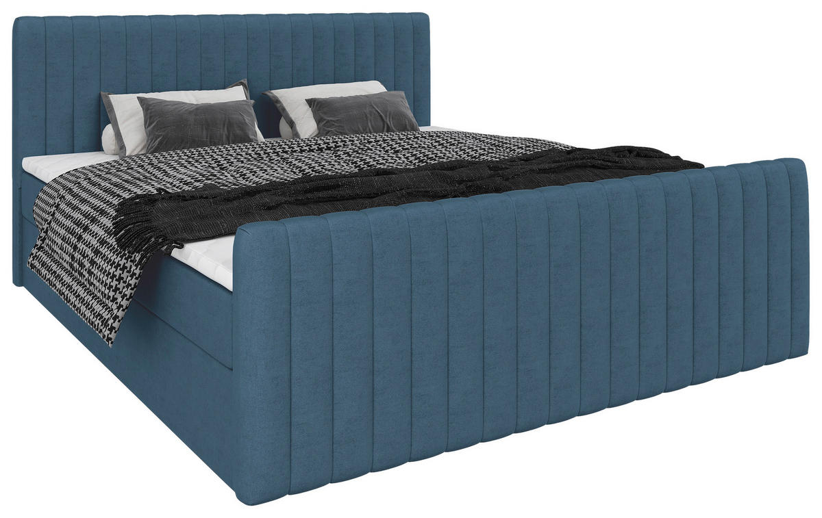 BOXBETT 180/200 cm  bleu  - bleu/noir, Basics, textile/matière synthétique (180/200cm) - Carryhome