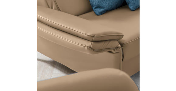 2,5-SITZER Latina in Echtleder Hellbraun   - Hellbraun/Schwarz, Design, Leder/Metall (164/84/99cm) - Dieter Knoll