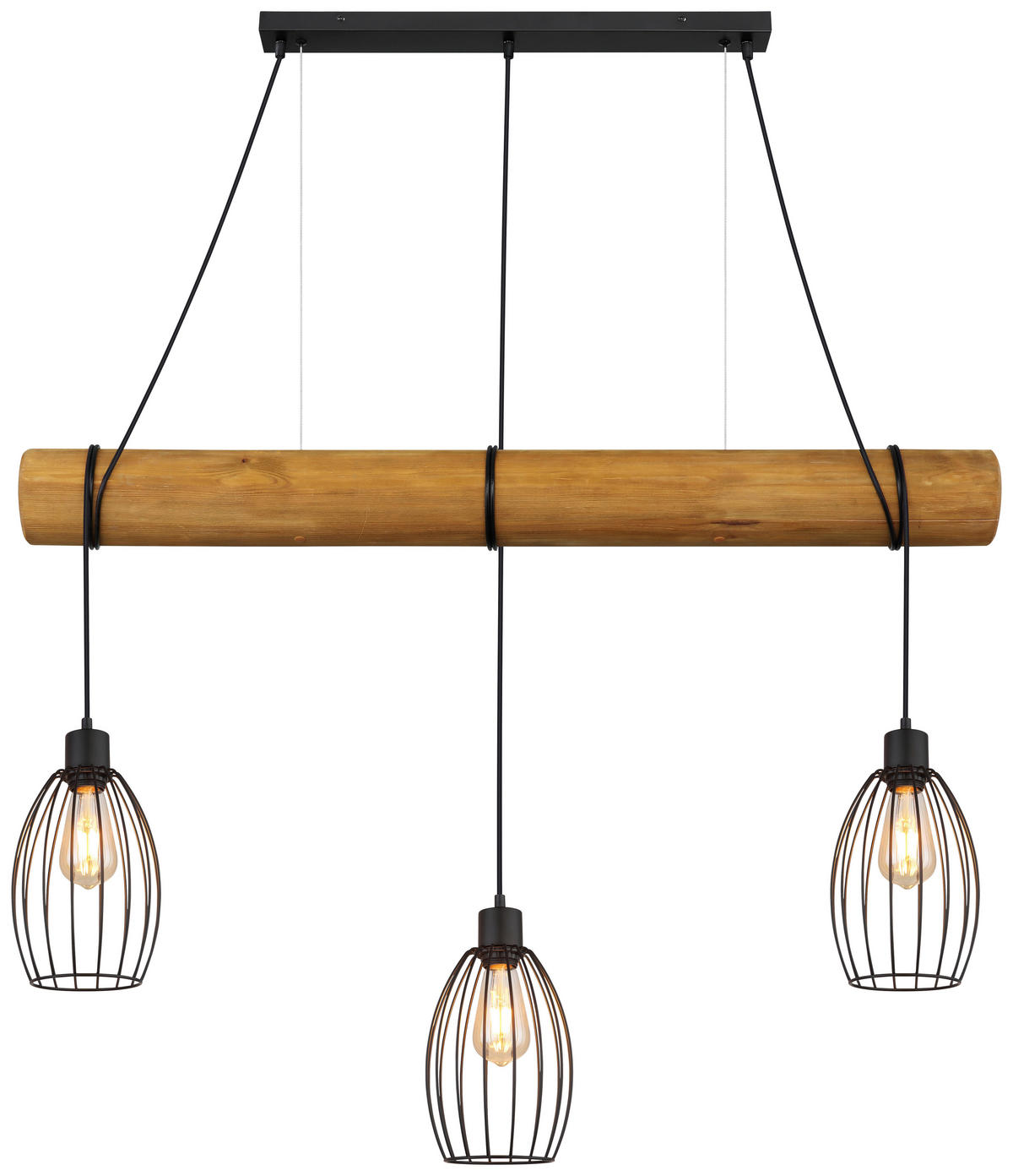 HÄNGELEUCHTE 115/16/150 cm   - Schwarz, Trend, Holz/Metall (115/16/150cm) - Collet's Monde