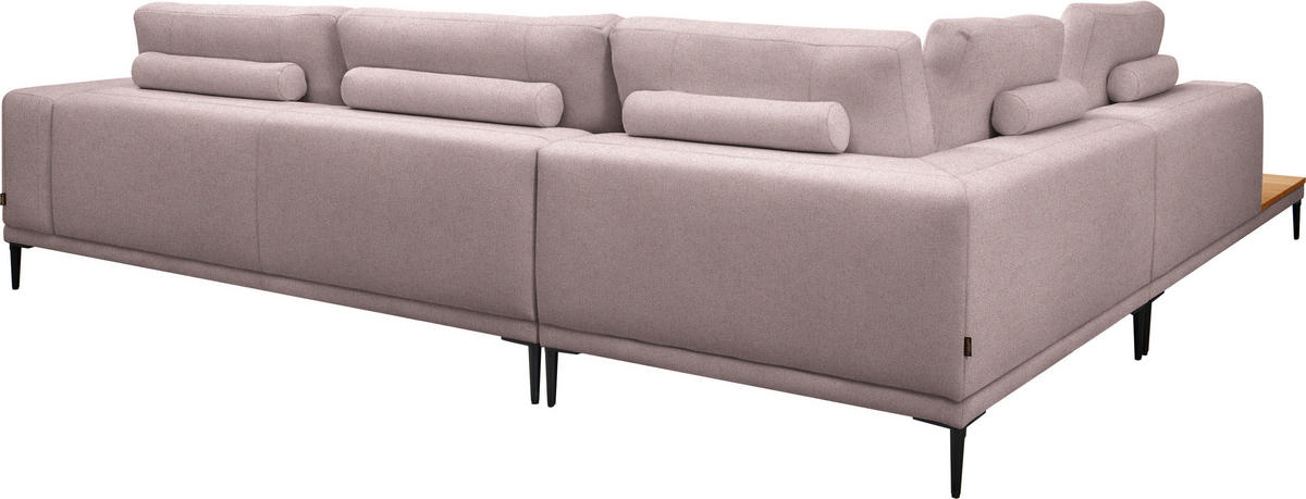 ECKSOFA  in Leinwand Altrosa  271/318 cm  - Schwarz/Altrosa, Design, Textil/Metall (271/318cm) - Belluti