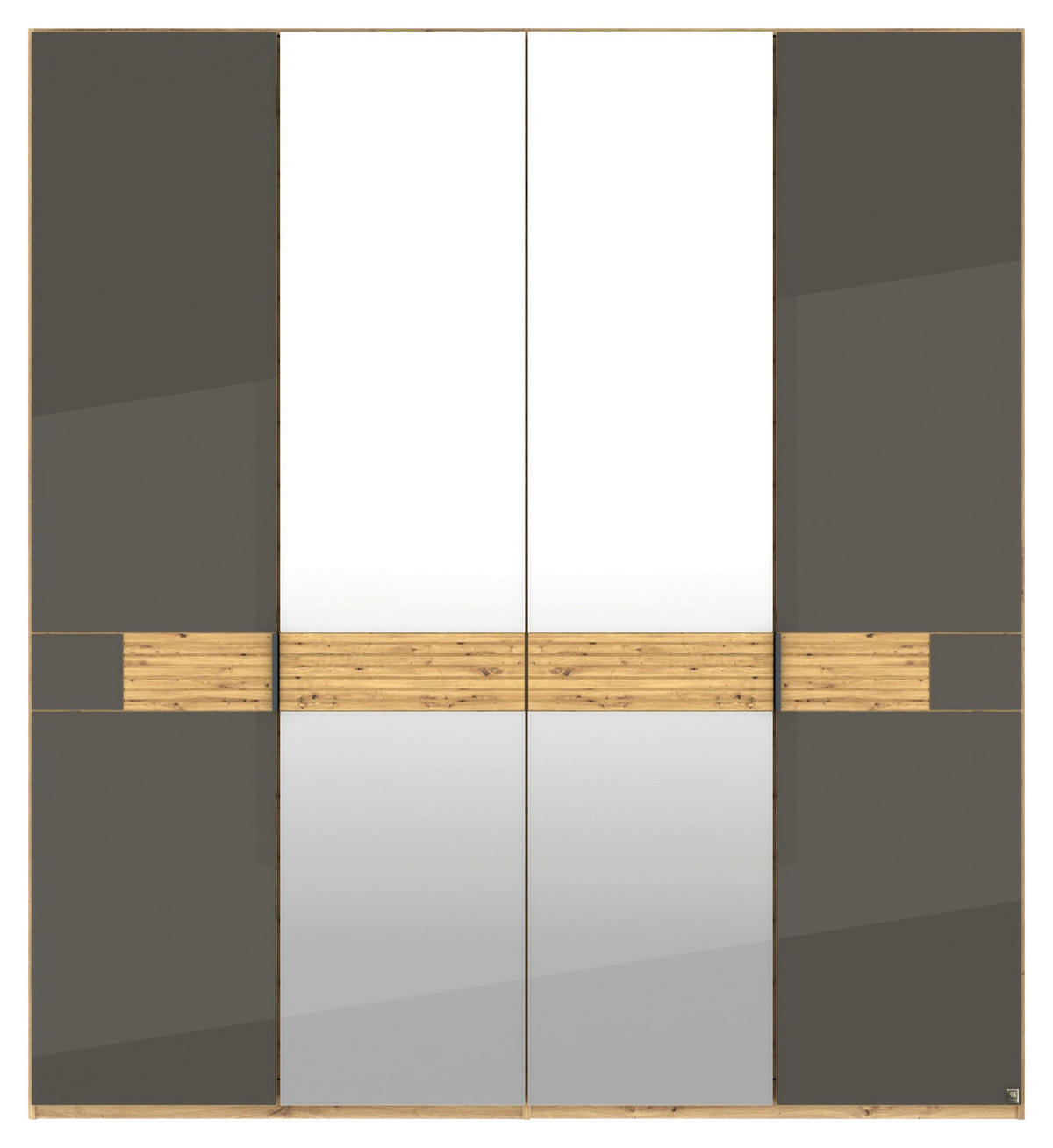 DREHTÜRENSCHRANK 200/216/58 cm,  in Braun, Eichefarben, 4 Tür(en)  - Schieferfarben/Eichefarben, Design, Glas/Holz (200/216/58cm) - Musterring