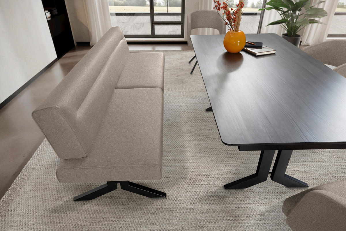 SITZBANK Textil, Metall Hellbraun, Cappuccino  - Hellbraun/Schwarz, Konventionell, Textil/Metall (220/87/70-86cm) - Moderano