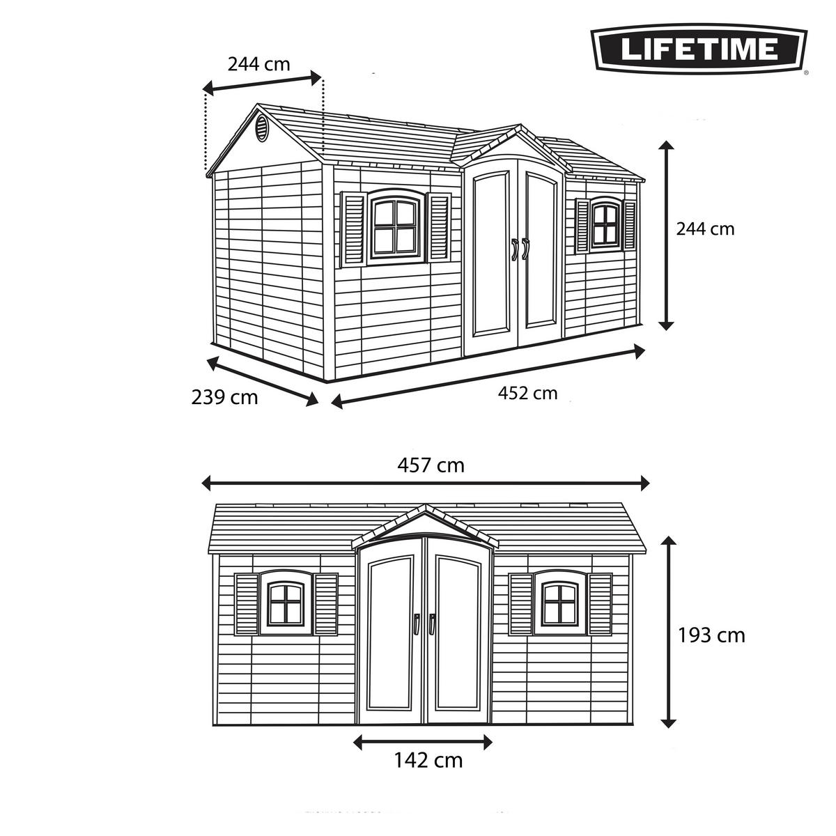 GERÄTEHAUS 457/244/244 cm  - Grau, Basics, Kunststoff (457/244/244cm) - Ambia Garden