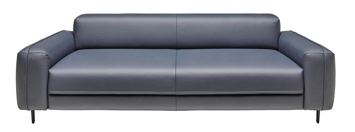 3-SITZER-SOFA in Echtleder Dunkelblau  - Anthrazit/Dunkelblau, Design, Leder/Metall (230/70/109cm) - Johann Jakob