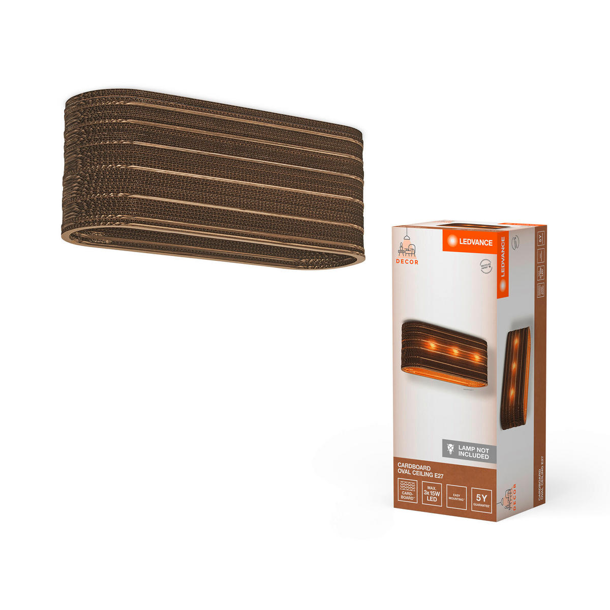 DECKENLEUCHTE 60/20/25,5 cm   - KONVENTIONELL, Karton/Metall (60/20/25,5cm) - Ledvance