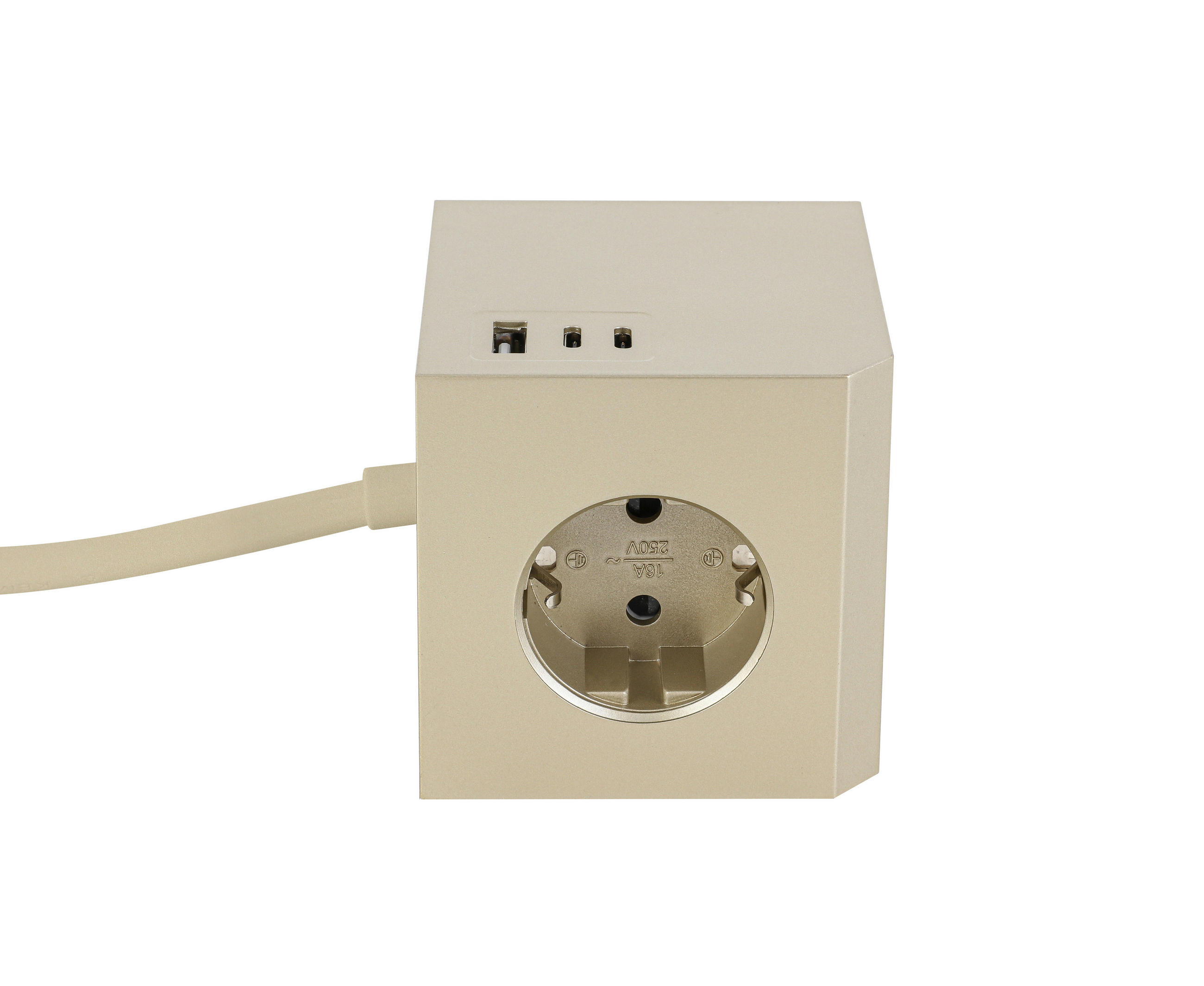 Mican Steckdosenwürfel Plug Box Gold 7.5x7.5x7.5 cm