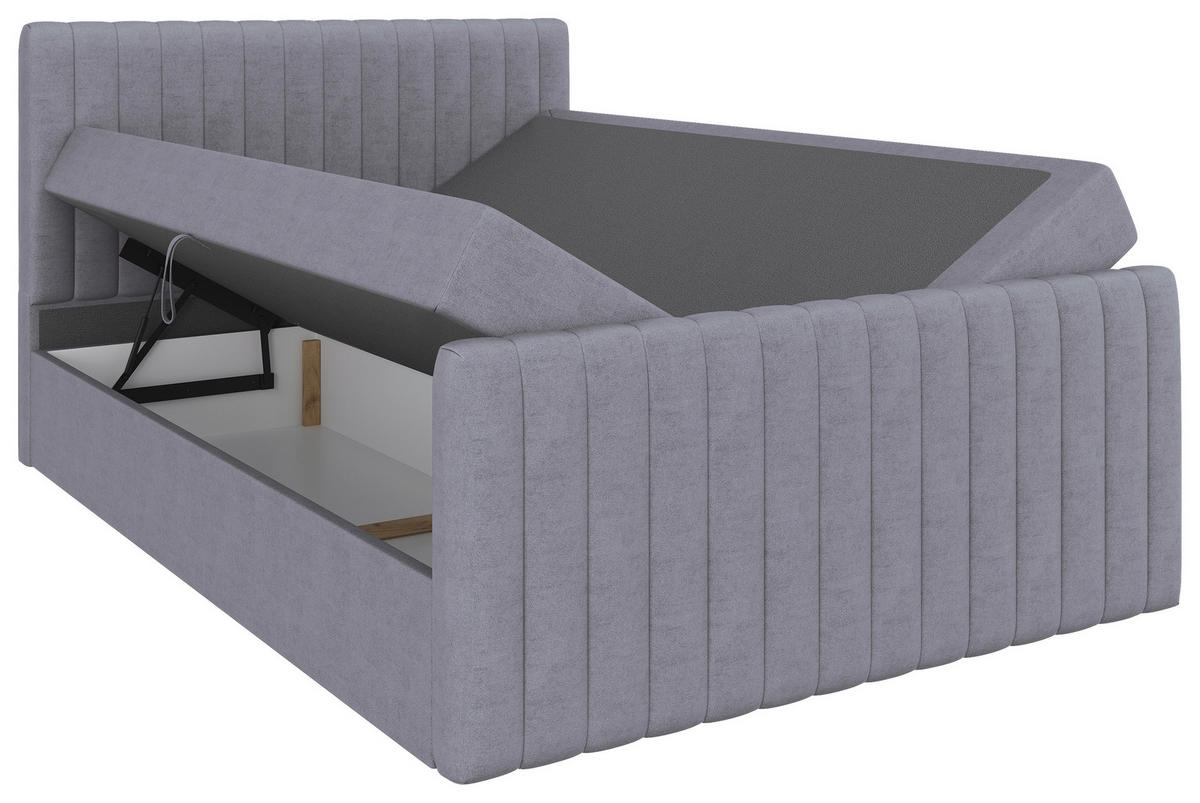 BOXBETT 140/200 cm  Grau  - Schwarz/Grau, Basics, Kunststoff/Textil (140/200cm) - Carryhome