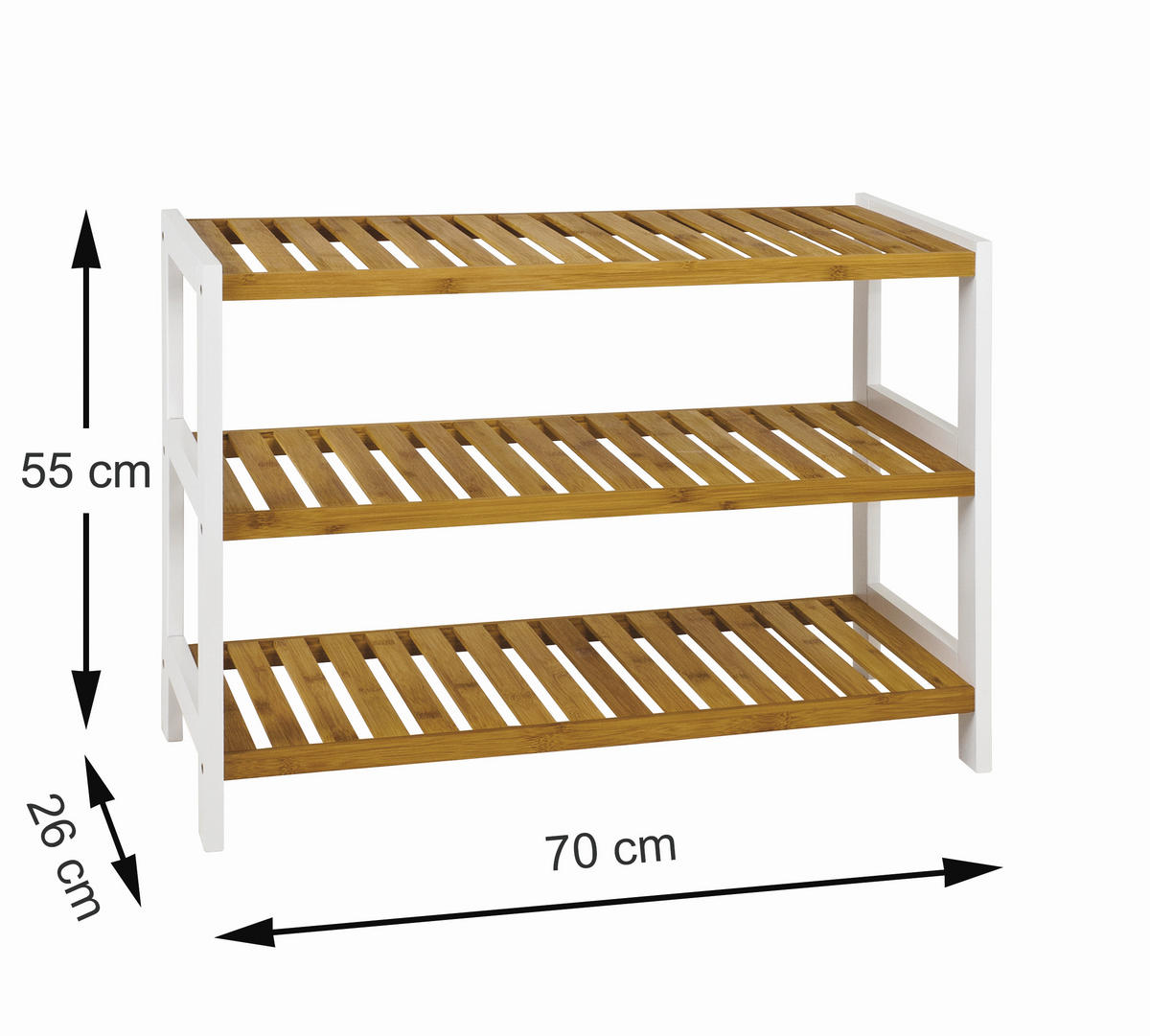 REGÁL, prírodná farba, biela, bambus, 70/54/26 cm - biela/prírodná farba, Design, drevo/kompozitné drevo (70/54/26cm)