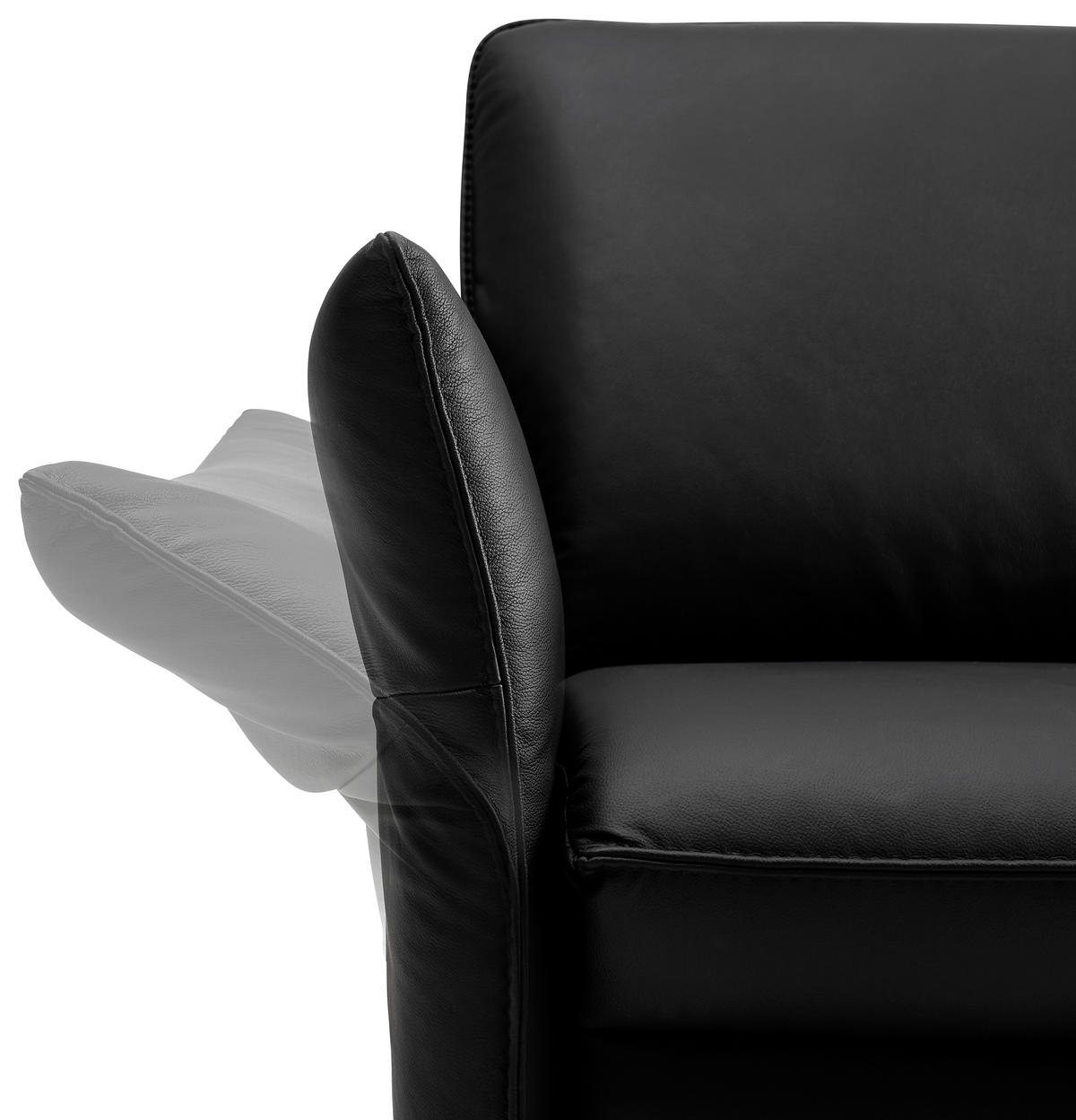 2-SITZER-SOFA in Echtleder Schwarz  - Edelstahlfarben/Schwarz, Design, Leder/Metall (155/86/92cm) - Himolla Komfortklass
