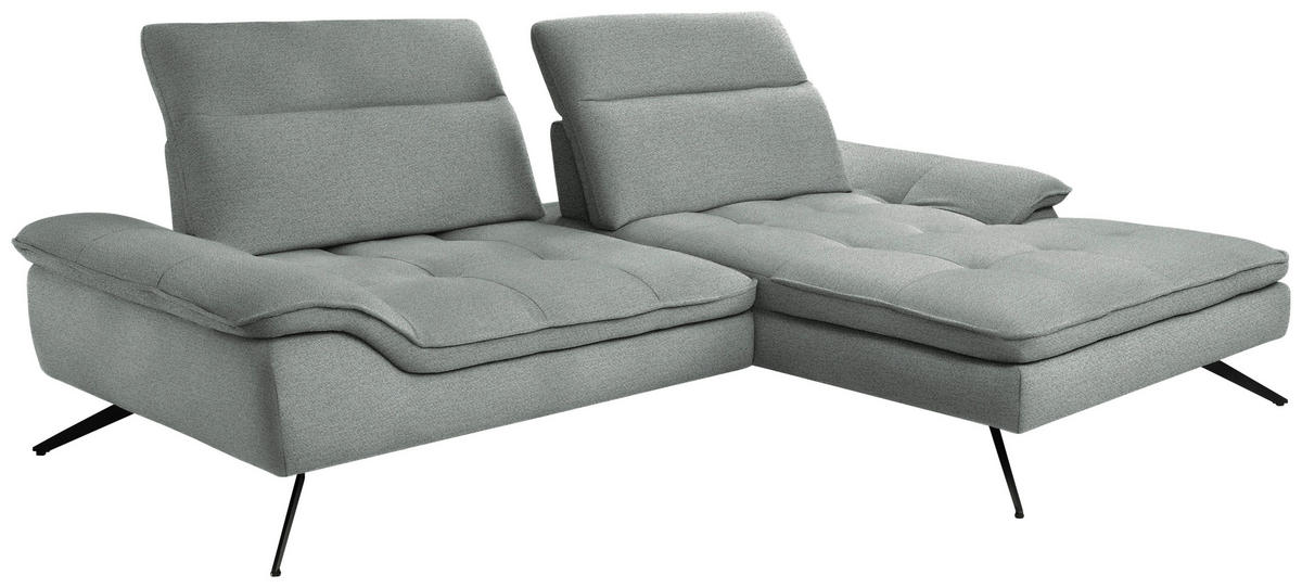 KUTNA GARNITURA tekstil  svijetlo siva   - svijetlo siva/crna, Design, tekstil/metal (288/179-202cm) - Stylife